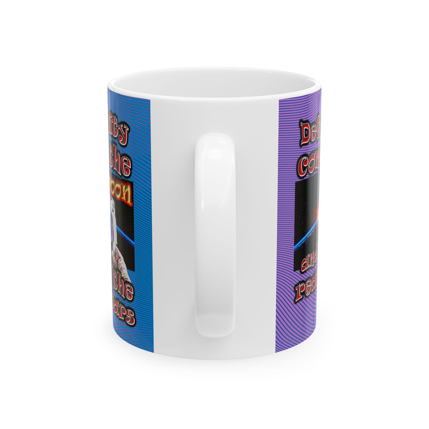defy conquer reach - White Mug (light blue-purple wave)