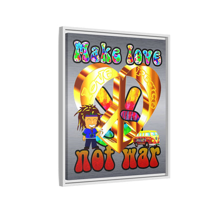 love peace - framed canvas art (brushed nickel)
