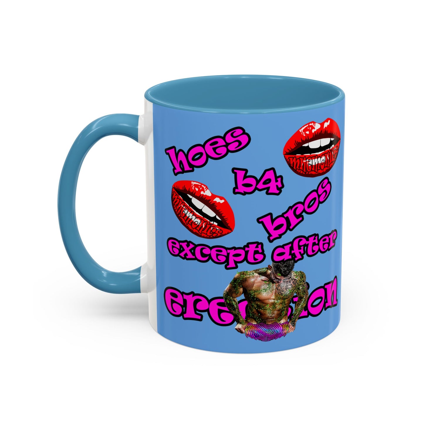 hoes b4 bros - Accent Mug (light blue)