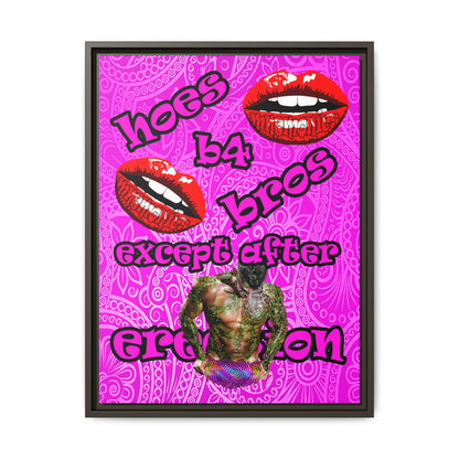 hoes b4 bros - framed canvas art (pink swirl)
