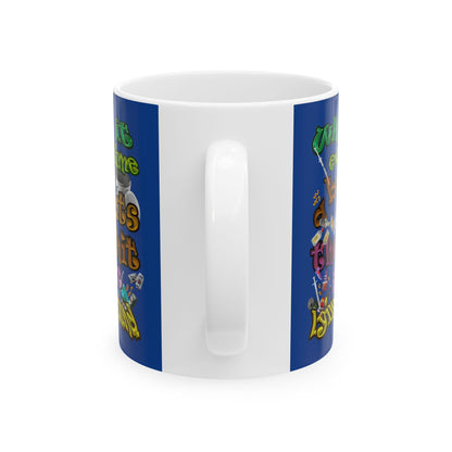 the bum's shit - White Mug (dark blue)