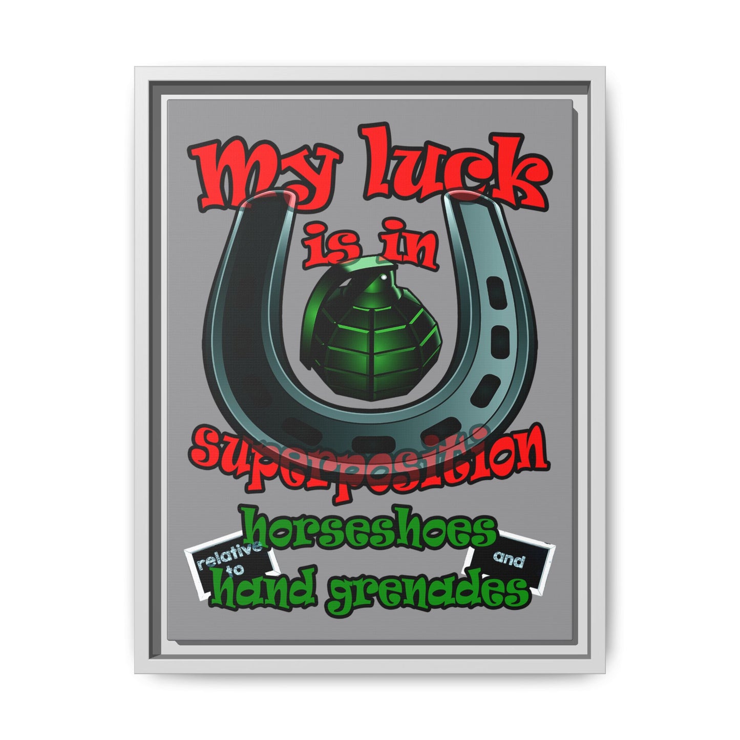 my luck - framed canvas art (grey)
