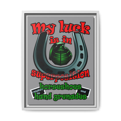 my luck - framed canvas art (grey)