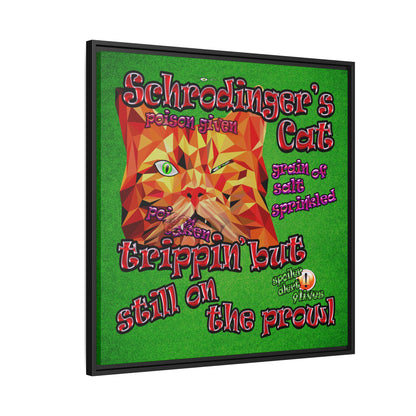 schrodinger's cat - framed canvas art (green turf)