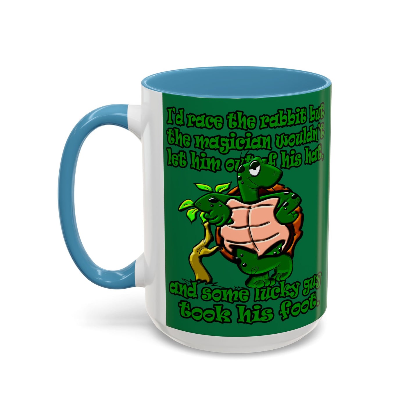 turtle race - Accent Mug (dark green)
