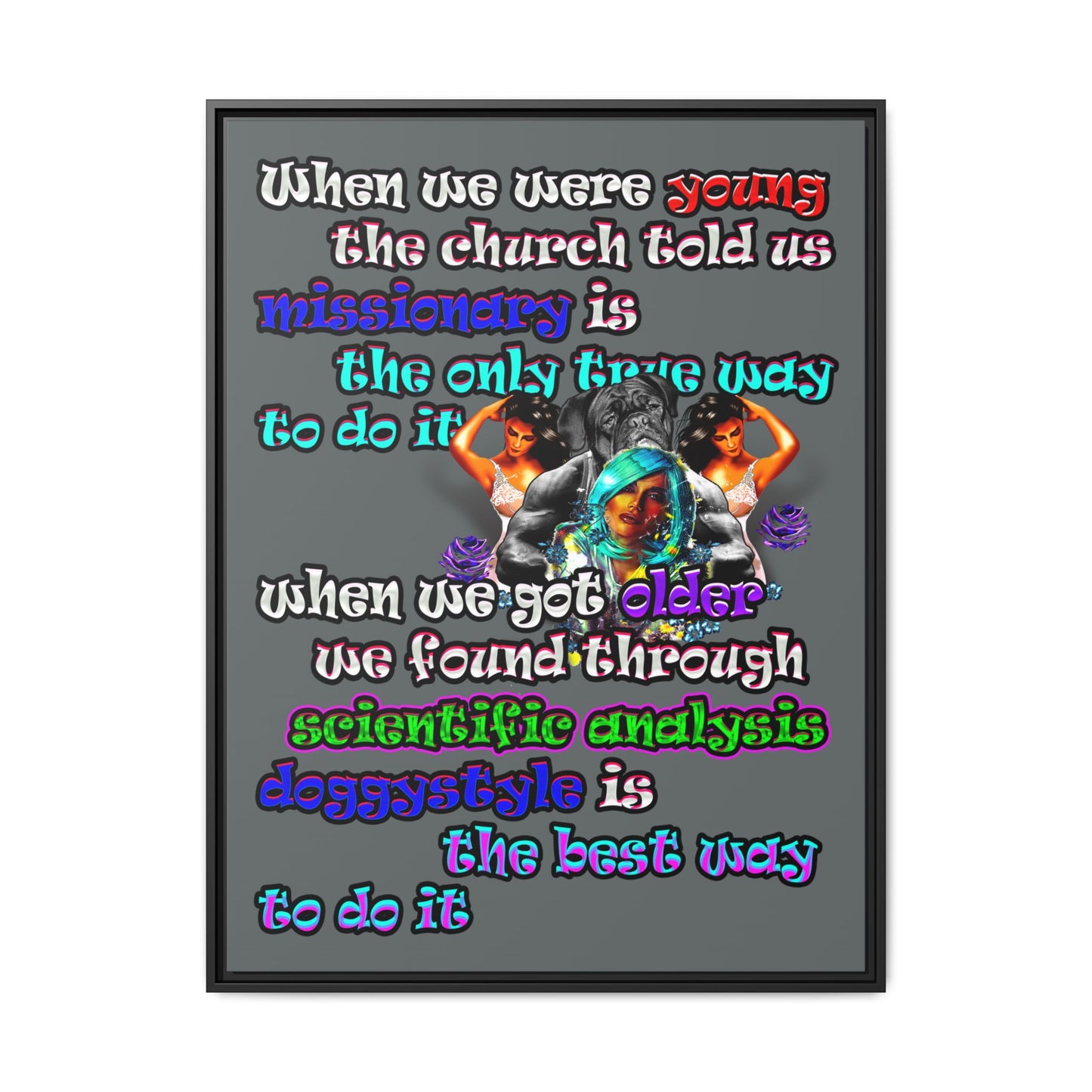 doggystyle - framed canvas art (dark grey)