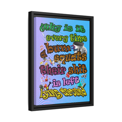 the bum's shit - framed canvas art (light blue-purple wave)