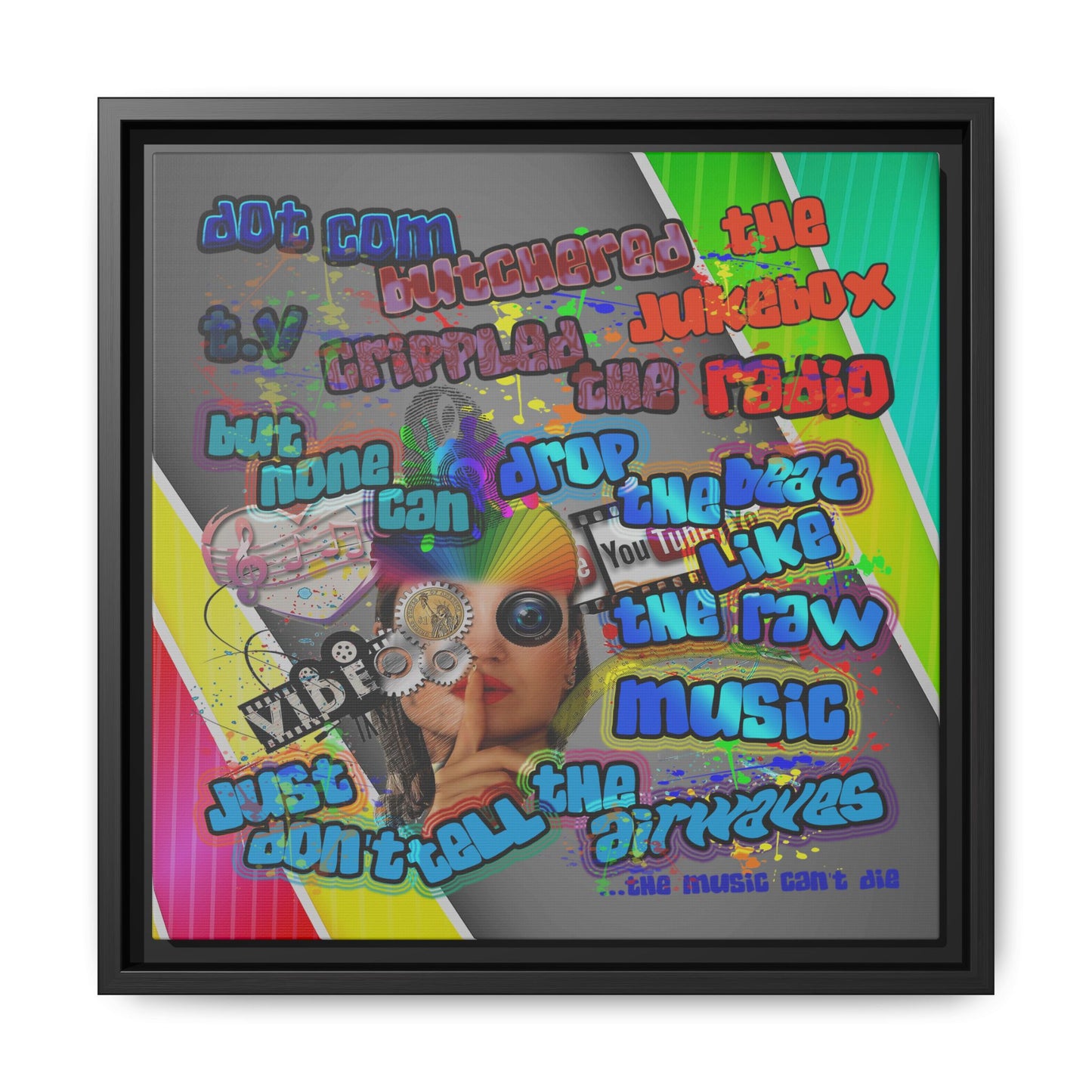 drop the beat - framed canvas art (rainbow split)