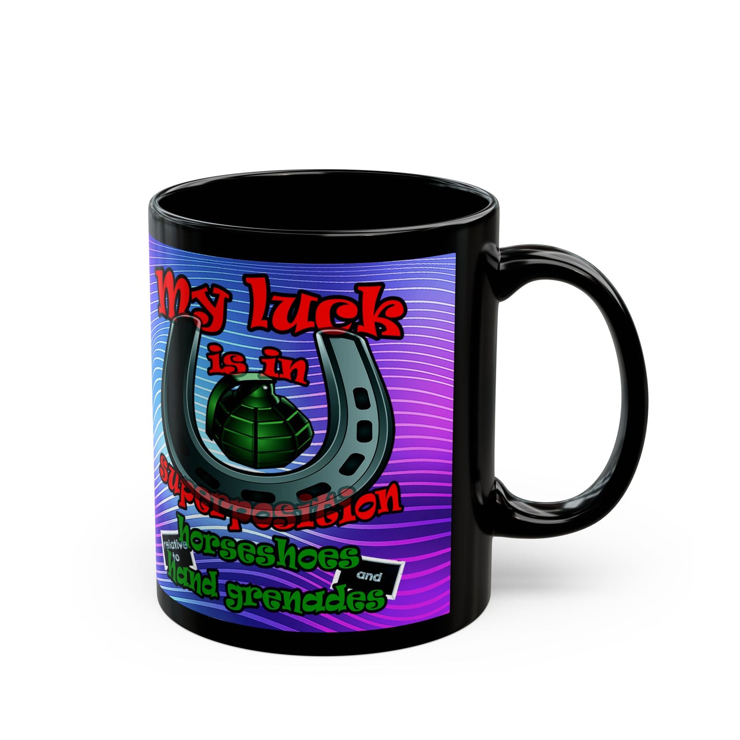 my luck - Black Mug (purple wave)