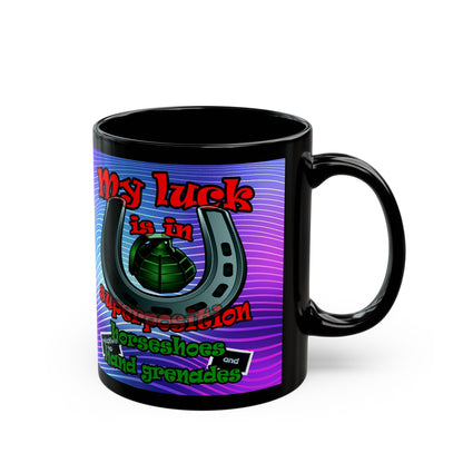 my luck - Black Mug (purple wave)