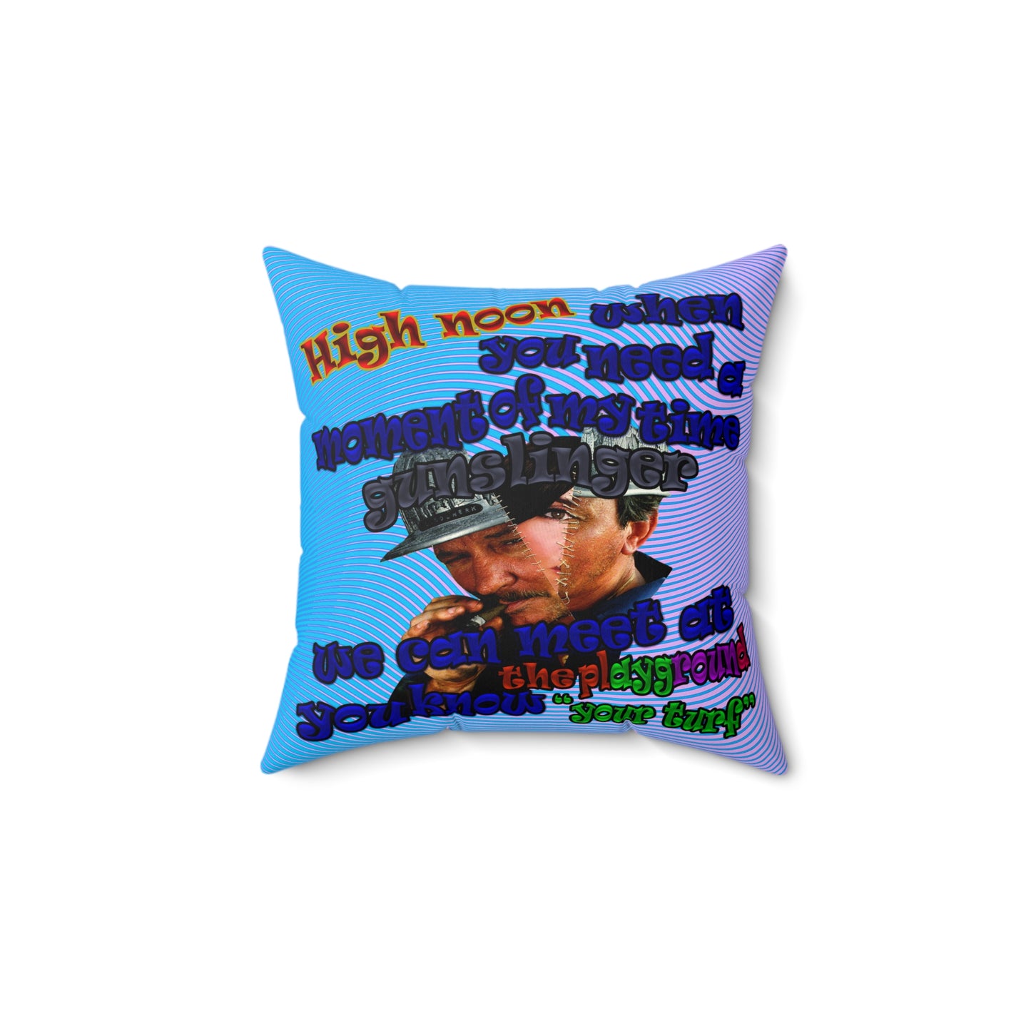 high noon - Faux Suede Square Pillow - (light blue-purple wave)