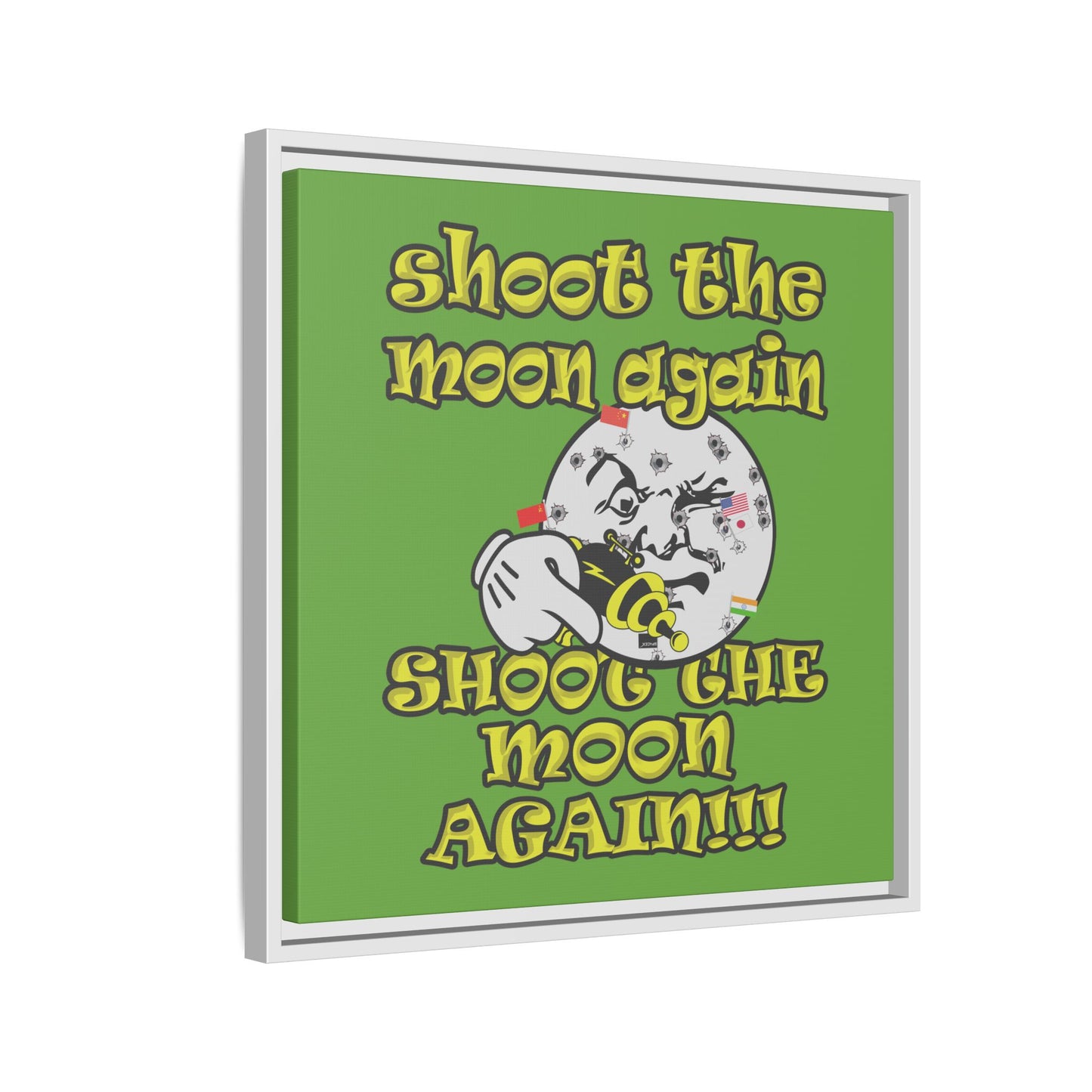 shoot the moon again - framed canvas art (green)