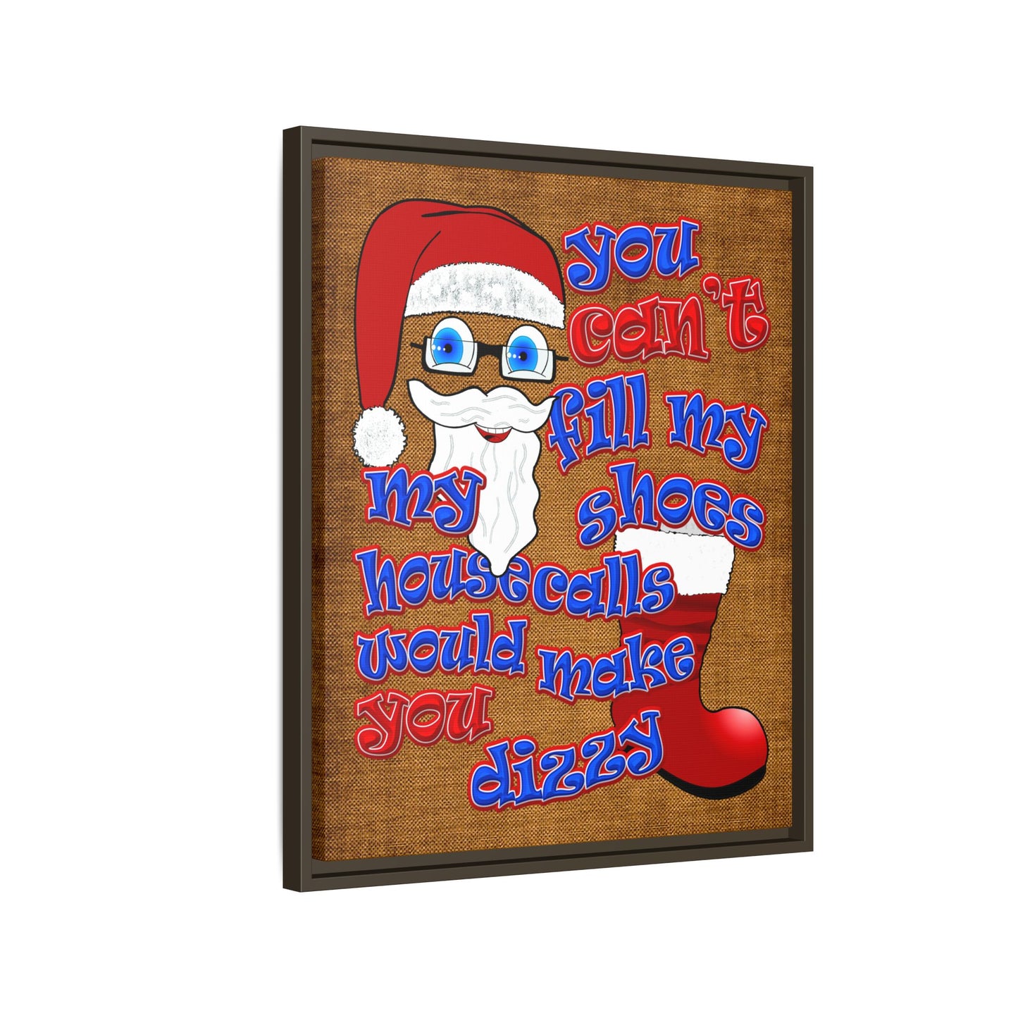 santa's shoes - framed canvas art (brown papyrus)