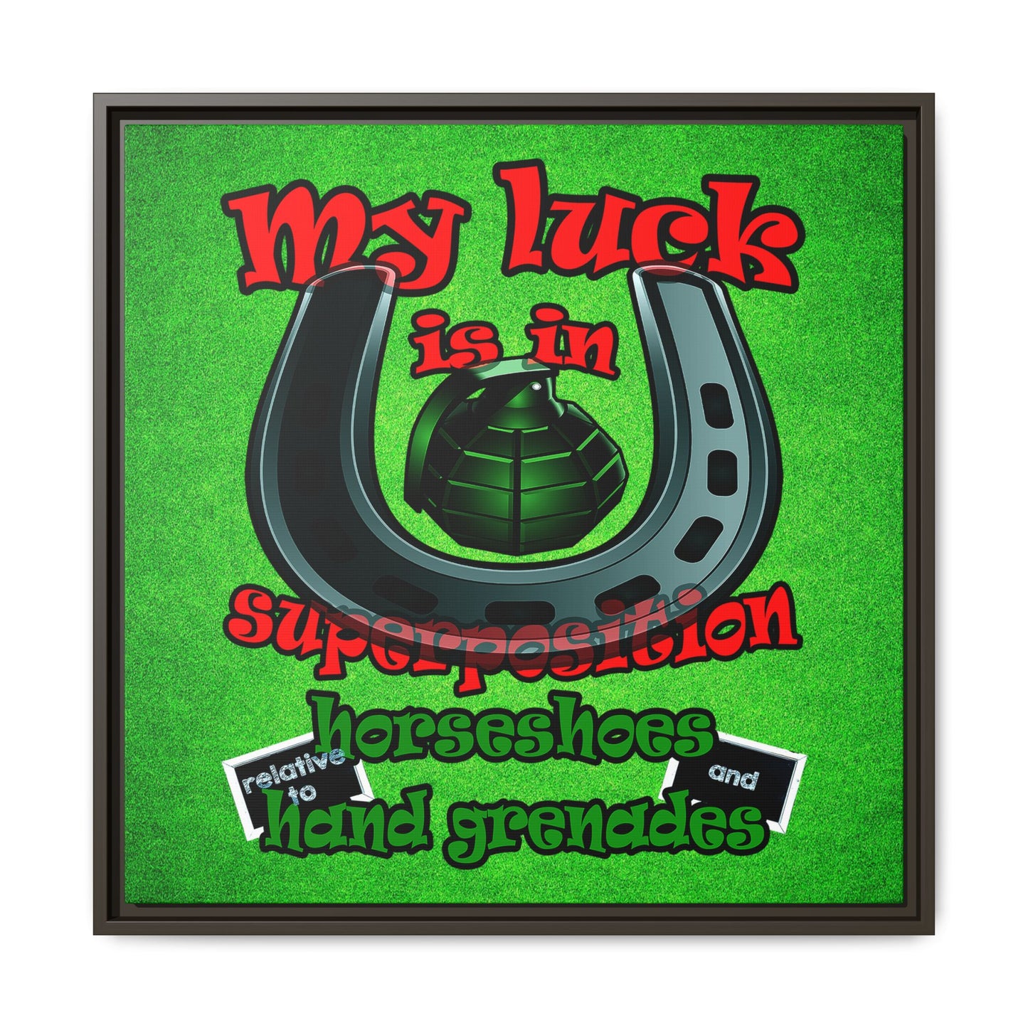 my luck - framed canvas art (green turf)
