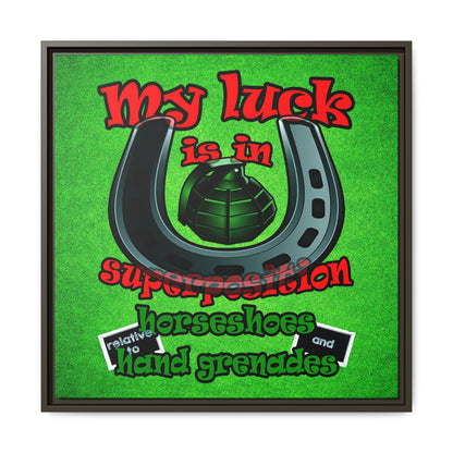 my luck - framed canvas art (green turf)