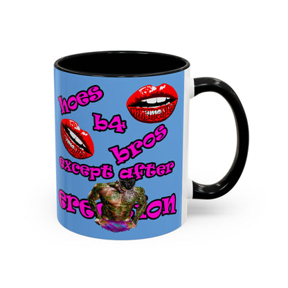 hoes b4 bros - Accent Mug (light blue)