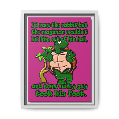 turtle race - framed canvas art (pink)
