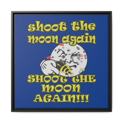 shoot the moon again - framed canvas art (dark blue)