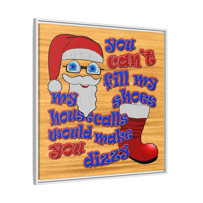 santa's shoes - framed canvas art (butterscotch wood finish)