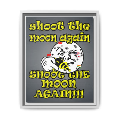 shoot the moon again - framed canvas art (grey-light grey)