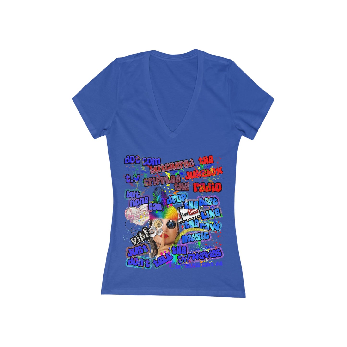 drop the beat - Women's Jersey Short Sleeve Deep V-Neck Tee