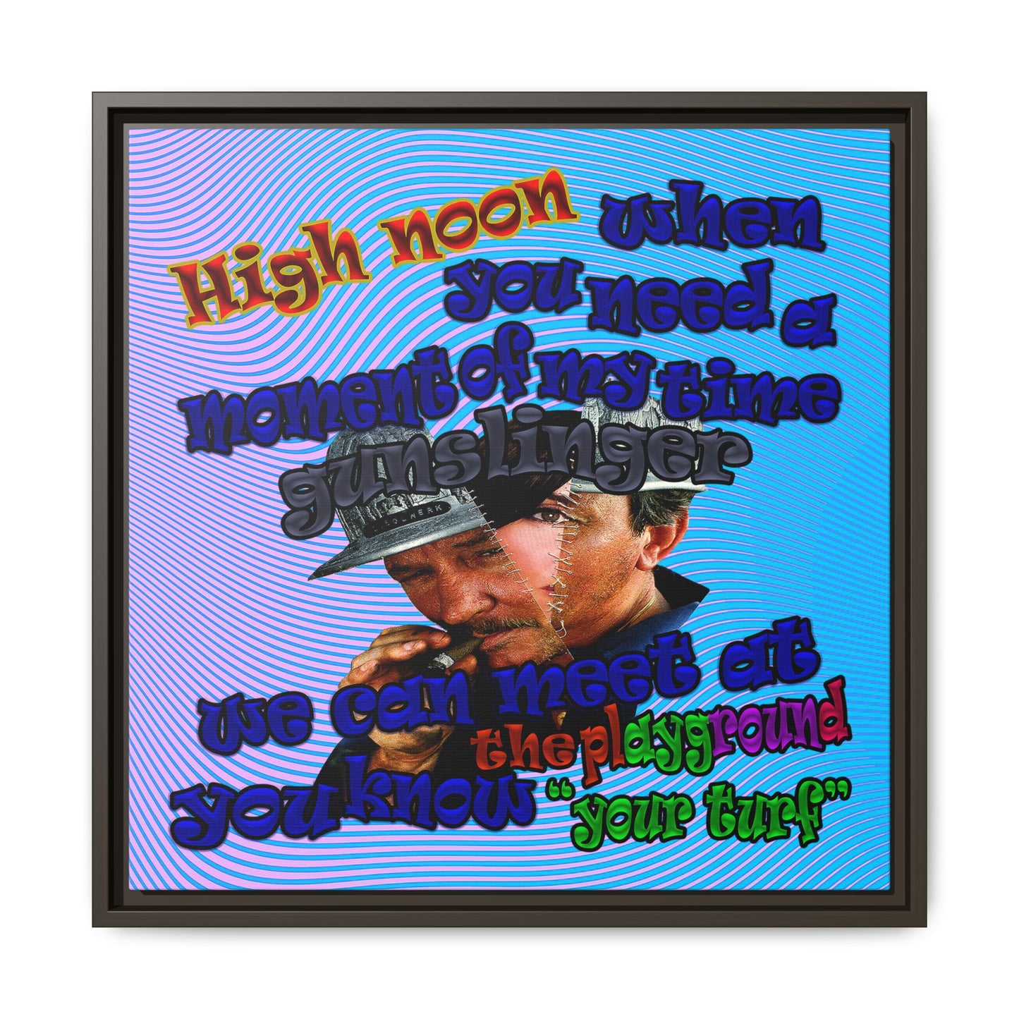high noon - framed canvas art (light blue-purple wave)