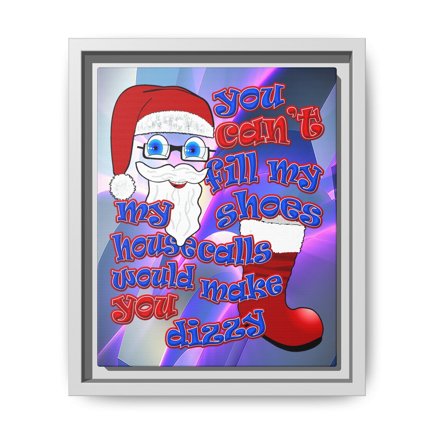 santa's shoes - framed canvas art (grey-pink wave)