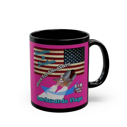 shoot for the stars - Black Mug (pink)