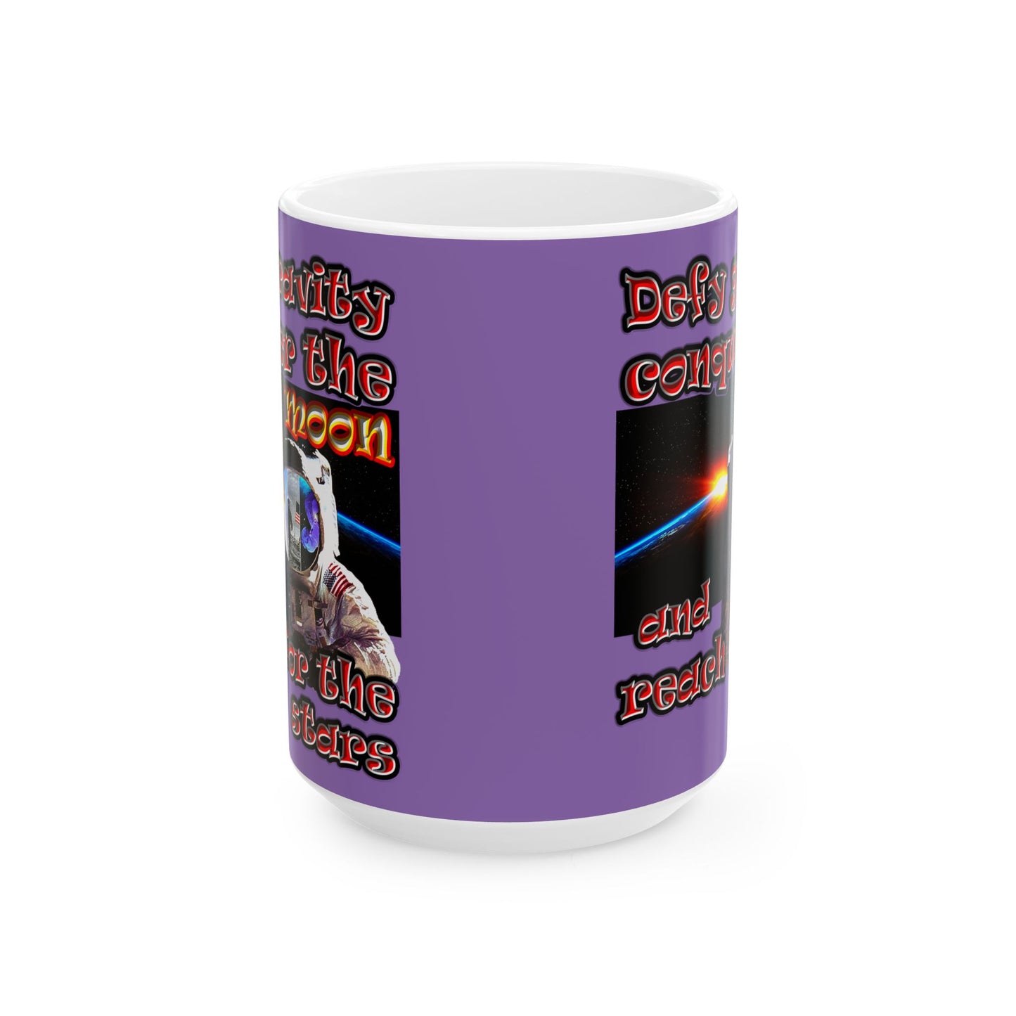 defy conquer reach - White Mug (light purple)
