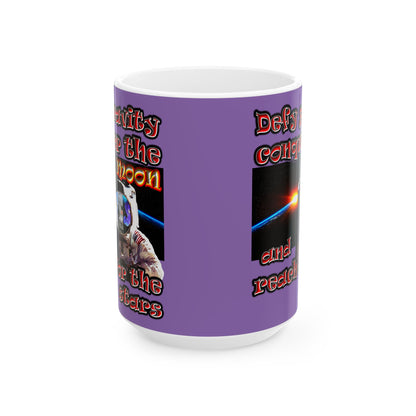 defy conquer reach - White Mug (light purple)