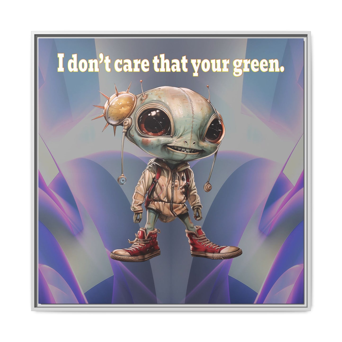 I don't care that your green - framed canvas art (grey-pink wave)