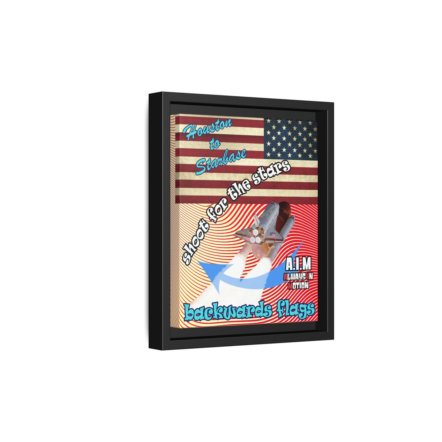 shoot for the stars - framed canvas art (yellow-orange wave)