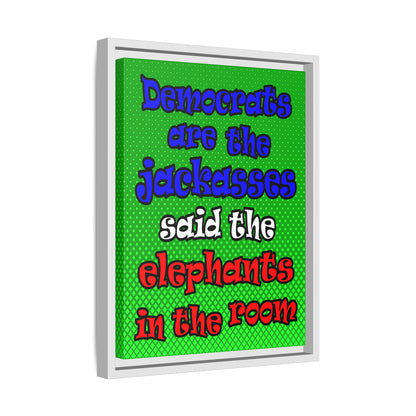donkeys and elephants - framed canvas art (logo green)