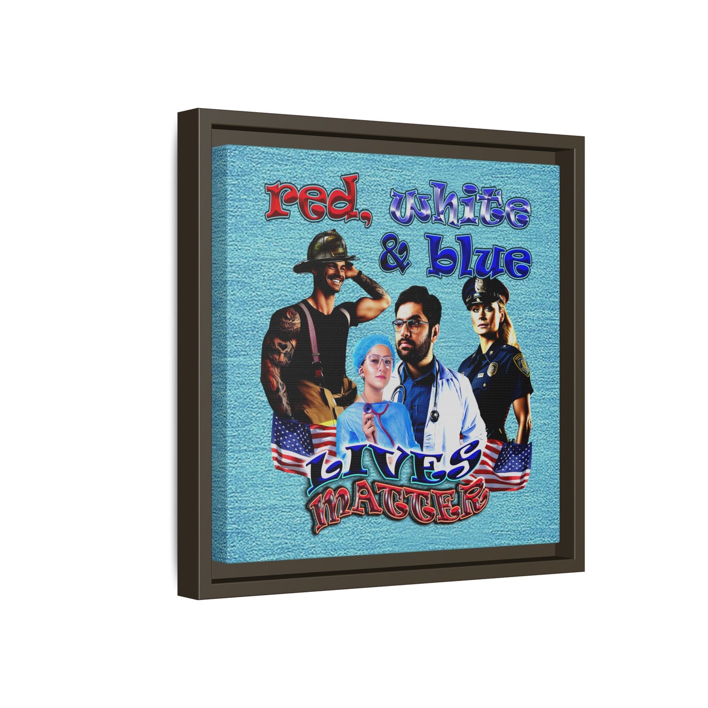 rw&b lives matter - framed canvas art (faded blue)