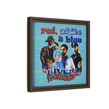rw&b lives matter - framed canvas art (faded blue)