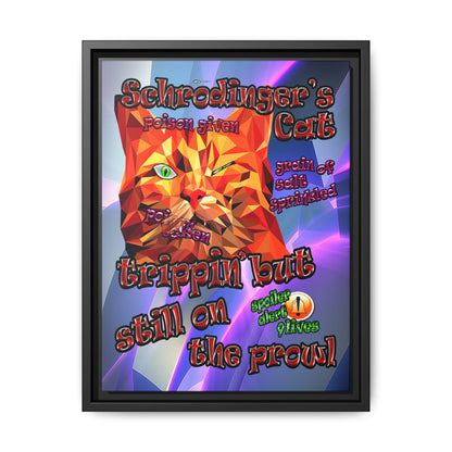 schrodinger's cat - framed canvas art (grey-pink wave)