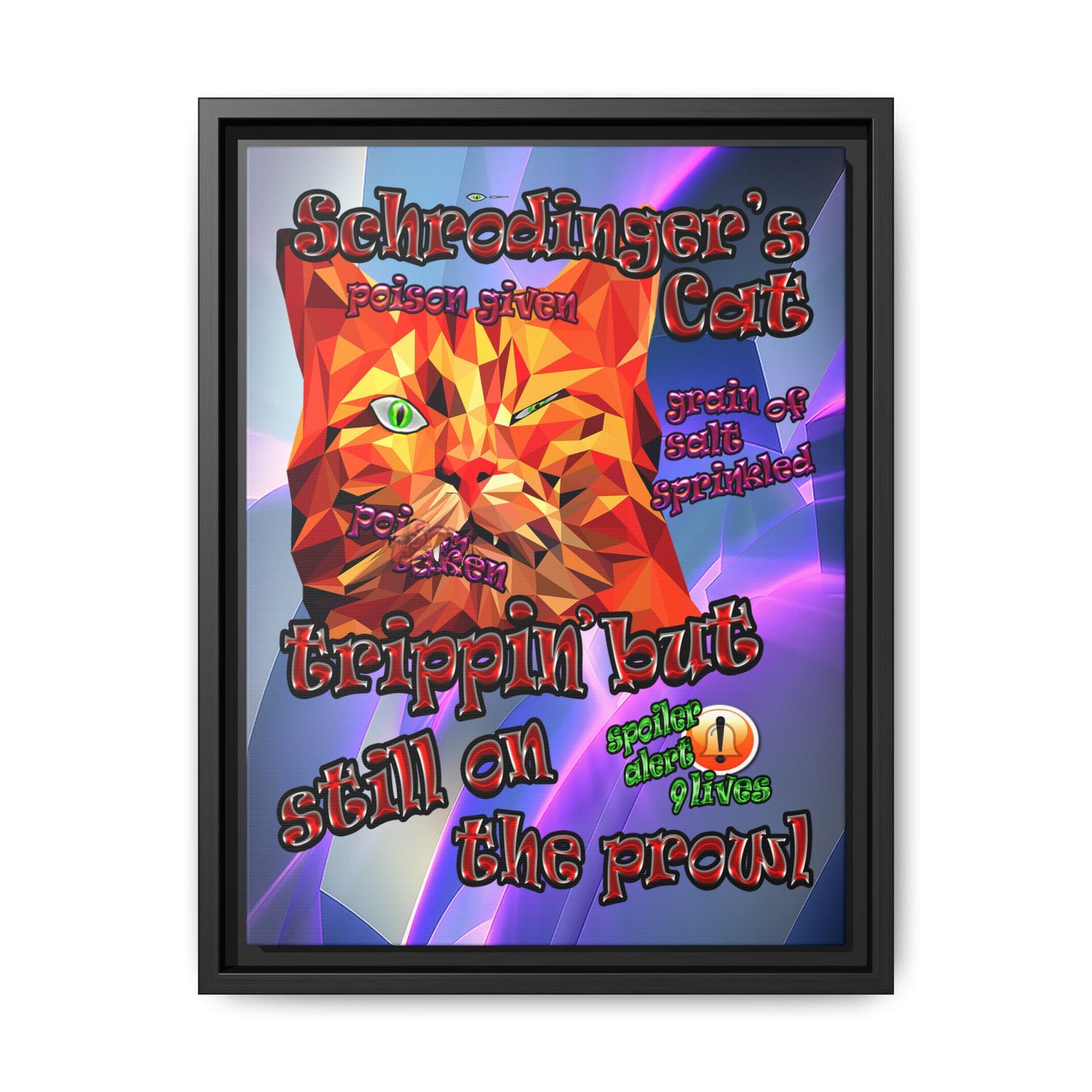 schrodinger's cat - framed canvas art (grey-pink wave)