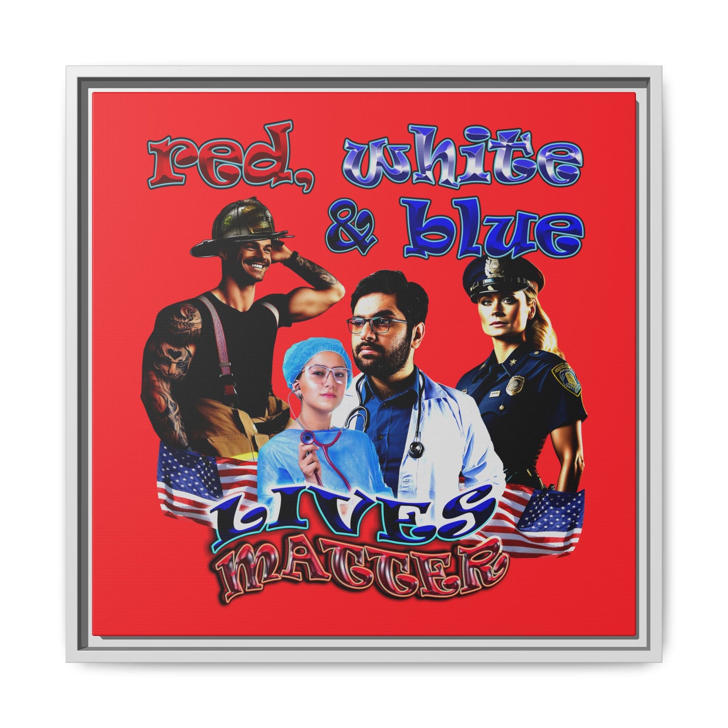 rw&b lives matter - framed canvas art (red)