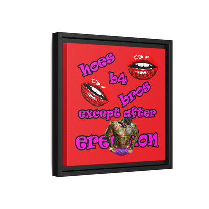 hoes b4 bros - framed canvas art (red)