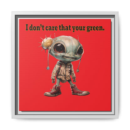 I don't care that your green - framed canvas art (red)