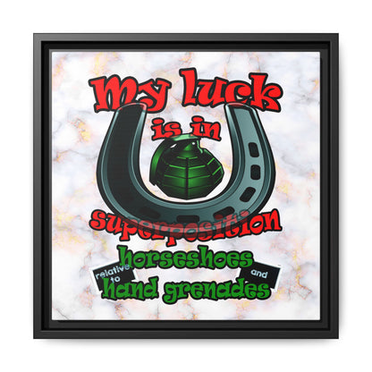 my luck - framed canvas art (white marble)