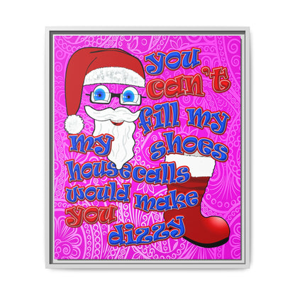 santa's shoes - framed canvas art (pink swirl)