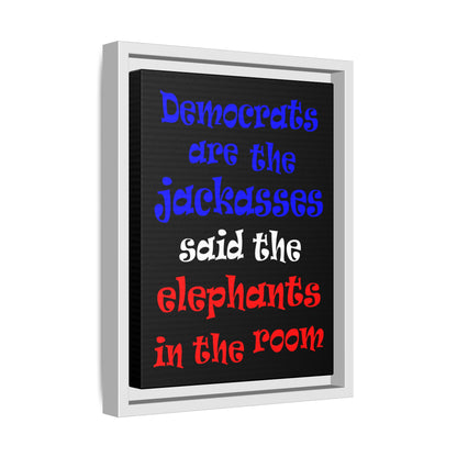 donkeys and elephants - framed canvas art (black)