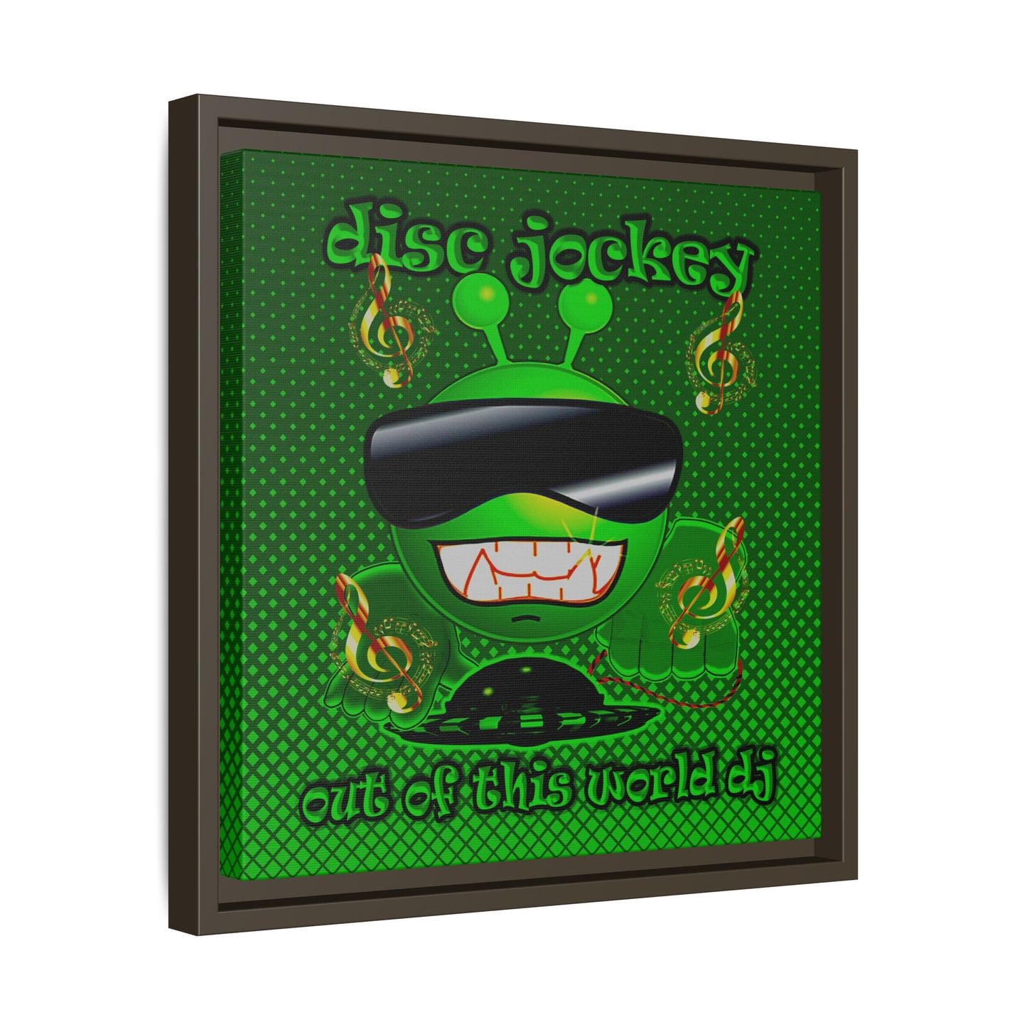 disc jockey - framed canvas art (logo green)