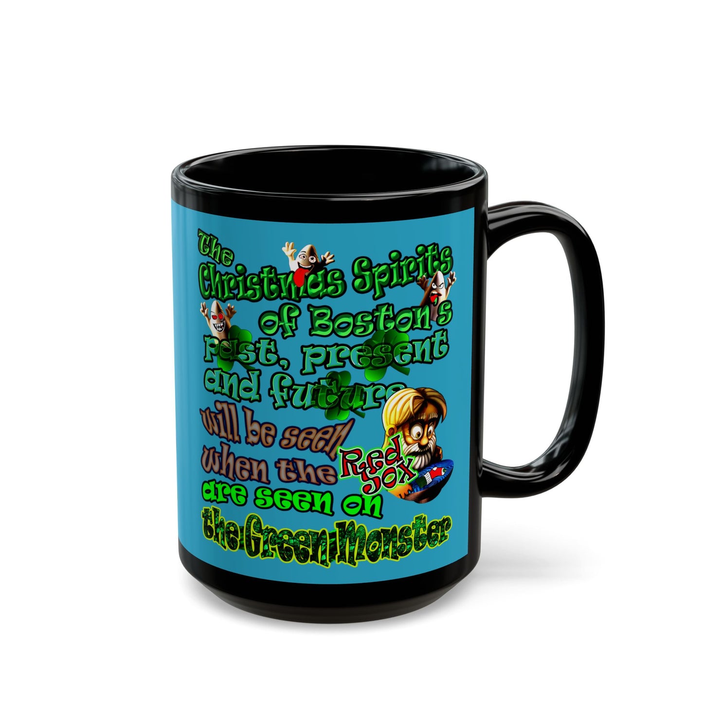 christmas spirits of boston - Black Mug (turquoise)