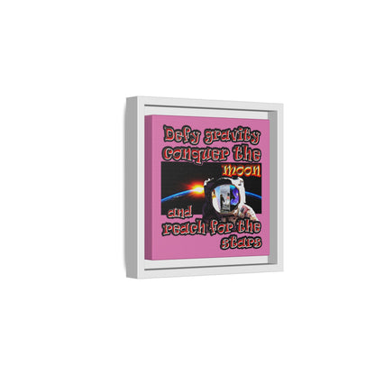 defy conquer reach - framed canvas art (light pink)
