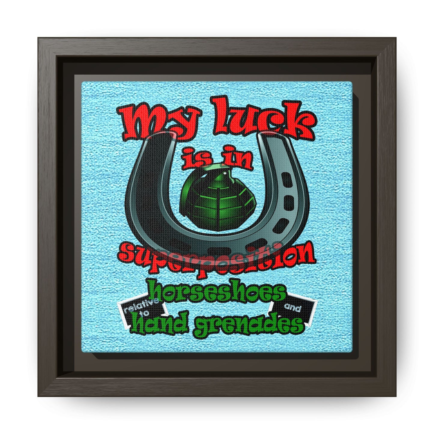 my luck - framed canvas art (faded blue)