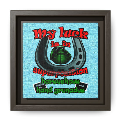 my luck - framed canvas art (faded blue)