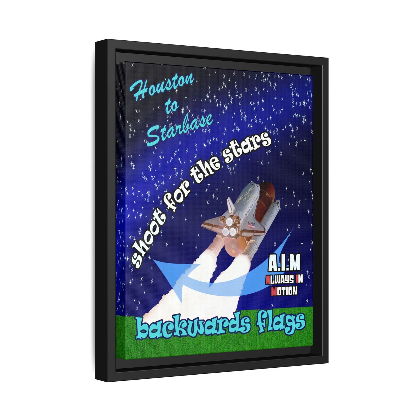 shoot for the stars - framed canvas art ('snoops' background)