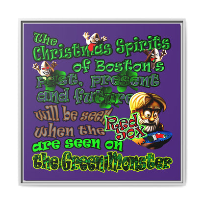 christmas spirits of boston - framed canvas art (purple)